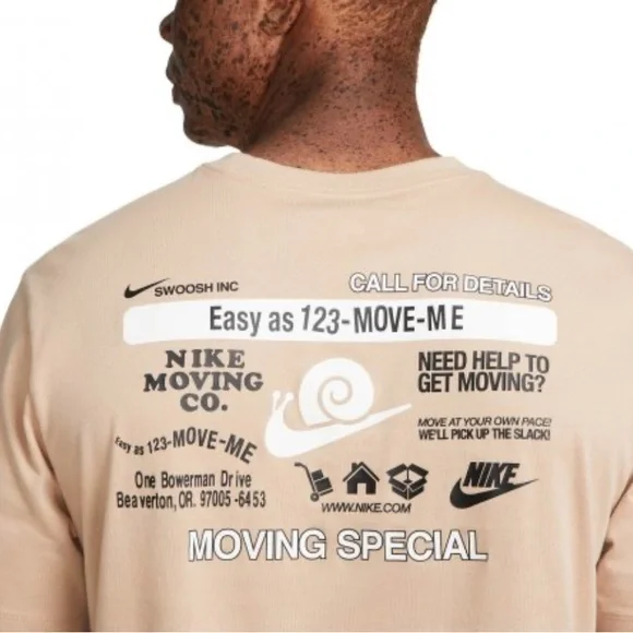 Nike Men’s Nike Sportswear Moving Company Graphic Tee - Tan M - Picture 13 of 14